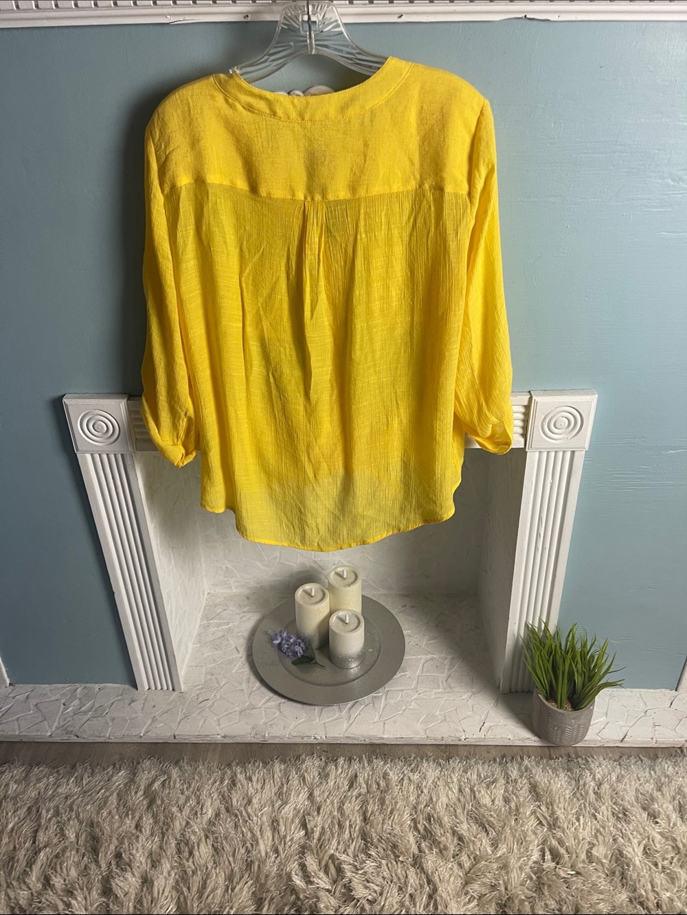 Ruby Rd. Yellow Tie-Front Lightweight Button-Down Top - Picture 4 of 9